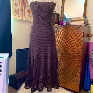 Y2K Hippie Vintage Brown Crochet Dress